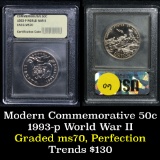 1993-p World War II Modern Commem Half Dollar 50c Graded Perfection, Gem++ Unc by USCG