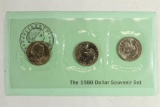 Rare 1980 Susan B. Anthony Dollar Souvenir Set, including all 3 mints, P, D & S