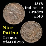 1878 Indian Cent 1c Grades xf
