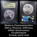 1993-p Thomas Jefferson Modern Commem Dollar $1 Graded Perfection, Gem++ Unc by USCG