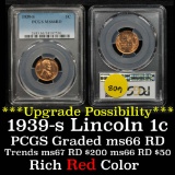 PCGS 1939-s Lincoln Cent 1c Graded ms66 RD by PCGS