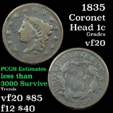 1835 Coronet Head Large Cent 1c Grades vf, very fine