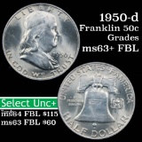 1950-d Franklin Half Dollar 50c Grades Select Unc+ FBL