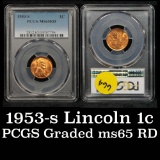 PCGS 1953-s Lincoln Cent 1c Graded ms65 RD by PCGS