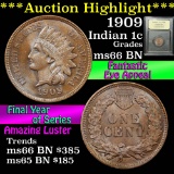 1909 Indian Cent 1c Graded GEM+ Unc BN by USCG (fc)