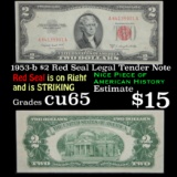 1953-b $2 Red Seal Legal Tender Note Grades cu65, crisp unc