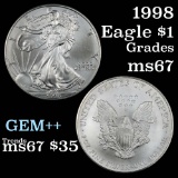 1998 Silver Eagle Dollar $1 Grades GEM++ Unc