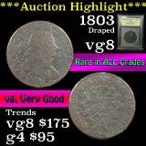 1803 Draped Bust Large Cent 1c Graded vg, very good by USCG