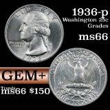 1936-p Washington Quarter 25c Grades GEM+ Unc