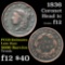 1836 Coronet Head Large Cent 1c Grades f, fine