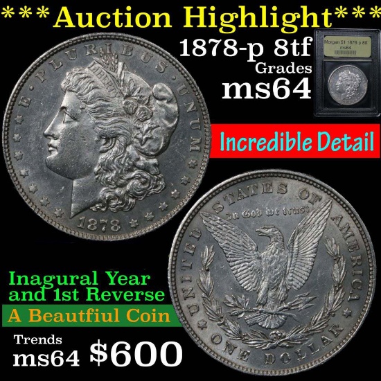 ***Auction Highlight*** 1878-p 8tf Morgan Dollar $1 Graded Choice Unc by USCG (fc)