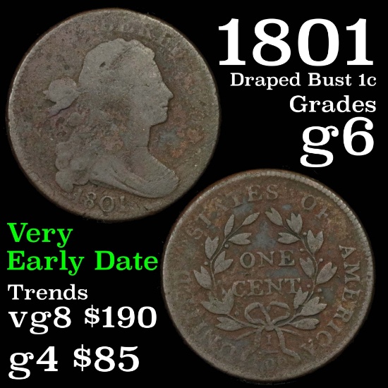 1801 Draped Bust Large Cent 1c Grades