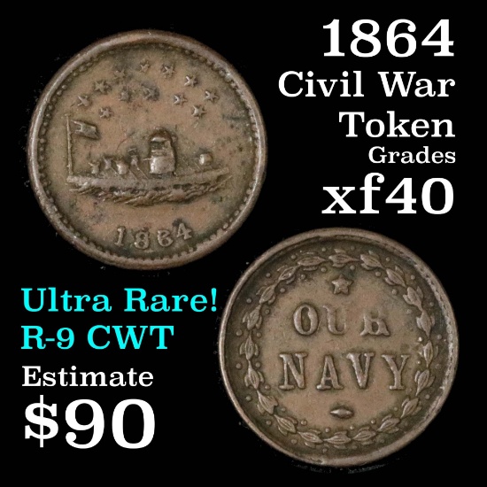 1864 Our Navy Fuld #241/337 R9 Civil War Token Grades xf