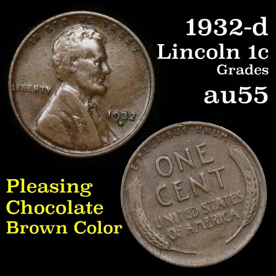 1932-d Lincoln Cent 1c Grades Choice AU