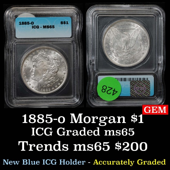 1885-o Morgan Dollar $1 Graded ms65 By ICG (fc)