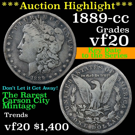 ***Auction Highlight*** 1889-cc Morgan Dollar $1 Grades vf, very fine (fc)