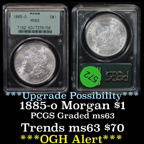 OGH PCGS 1885-o Morgan Dollar $1 Graded ms63 By PCGS