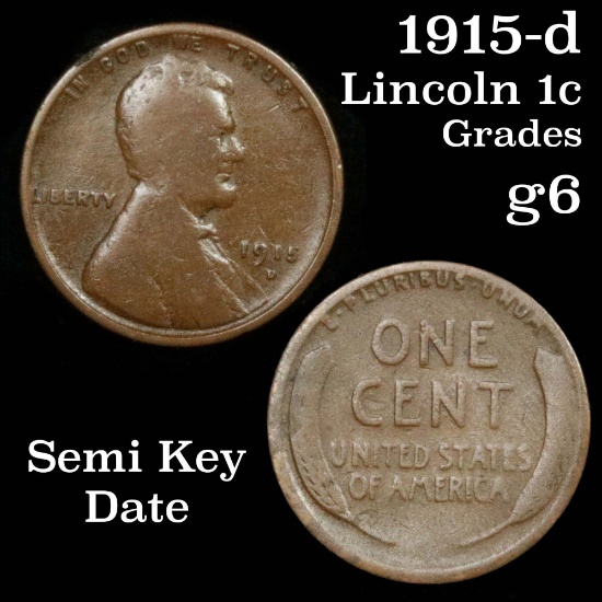 1915-d Lincoln Cent 1c Grades g+