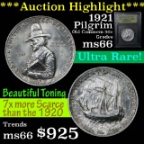 ***Auction Highlight*** 1921 Pilgrim Old Commem Half Dollar 50c Graded Gem+ Unc by USCG (fc)