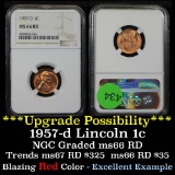 NGC 1957-d Lincoln Cent 1c Graded ms66 rd By NGC