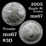 2005 Silver Eagle Dollar $1 Grades GEM++ Unc