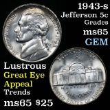 1943-s Jefferson Nickel 5c Grades Gem Unc