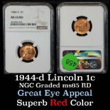 NGC 1944-d Lincoln Cent 1c Graded ms65 rd By NGC