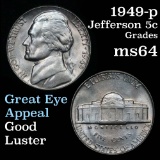 1949-p Jefferson Nickel 5c Grades Choice Unc