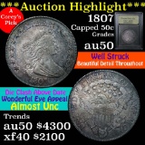 ***Auction Highlight*** Stunning 1807 Draped Bust Half Dollar 50c Graded AU, Almost Unc by USCG (fc)