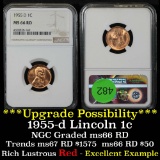 NGC 1955-d Lincoln Cent 1c Graded ms66 rd By NGC