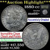 ***Auction Highlight*** 1880-cc Morgan Dollar $1 Graded Gem+ Unc by USCG (fc)