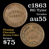 c.1863 R G Tyler Wholesale Grocer Fuld# 225/1367 Store Card Token Grades Choice AU