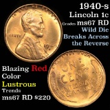 ***Auction Highlight*** 1940-s Lincoln Cent 1c Grades GEM++ Unc RD Very cool die break on rev (fc)