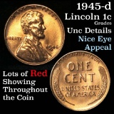 1945-d Lincoln Cent 1c Grades Unc Details