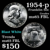 1954-p Franklin Half Dollar 50c Grades GEM FBL