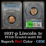 PCGS 1937-p Lincoln Cent 1c Graded ms65 rd By PCGS
