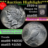 ***Auction Highlight*** 1926-s Peace Dollar $1 Graded GEM+ Unc by USCG (fc)