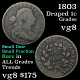 1803 Sm date, Sm Fraction Draped Bust Large Cent 1c Grades vg, very good