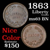 1863 Liberty Union  Civil War Token Grades Select Unc BN