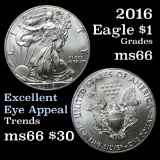 2016 Silver Eagle Dollar $1 Grades GEM+ Unc