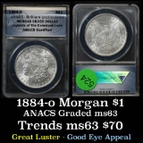ANACS 1884-o Morgan Dollar $1 Graded ms63 By Anacs
