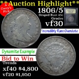 ***Auction Highlight*** Incredibly rare overdate 1806/5 Draped Bust 25c Graded vf++ by USCG (fc)