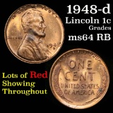 1948-d Lincoln Cent 1c Grades Choice Unc RB