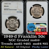 NGC 1949-d Franklin Half Dollar 50c Graded ms64+ by NGC