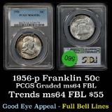 PCGS 1956-p Franklin Half Dollar 50c Graded ms64 fbl By PCGS