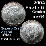 2002 Silver Eagle Dollar $1 Grades Choice Unc