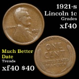1921-s Lincoln Cent 1c Grades xf