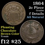 1864 2 Cent Piece 2c Grades f details