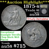 ***Auction Highlight*** 1875-s Trade Dollar $1 Graded Choice AU/BU Slider by USCG (fc)
