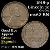 1918-p Lincoln Cent 1c Grades Select Unc BN
